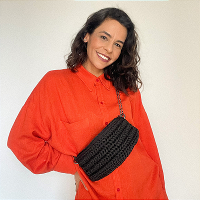 Pochete Ana Preta com alça ônix