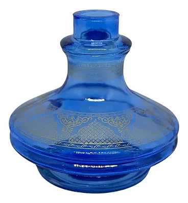 VASO DE NARGUILE PEQUENO PREMIUM - AZUL C/ DOURADO
