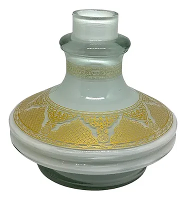 VASO DE NARGUILE PEQUENO PREMIUM  - BRANCO C/ DOURADO