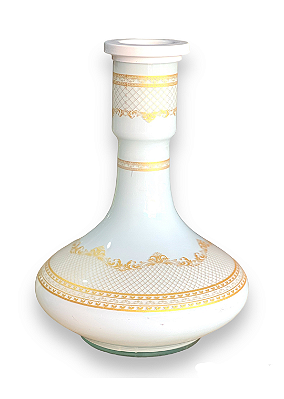 VASO DE NARGUILE GRANDE 30CM - BRANCO C/ DOURADO