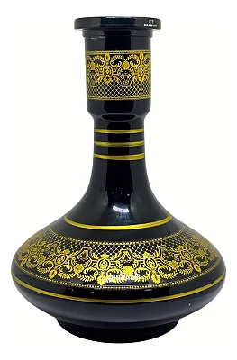 VASO DE NARGUILE GRANDE 30CM - PRETO C/ DOURADO