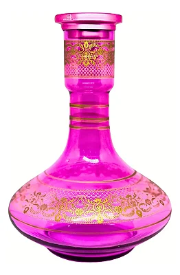 VASO DE NARGUILE GRANDE 30CM - ROSA PINK C/ DOURADO