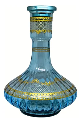 VASO DE NARGUILE GRANDE 30CM - AZUL BEBE C/ DOURADO