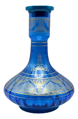 VASO DE NARGUILE GRANDE 30CM - AZUL ESCURO E DOURADO