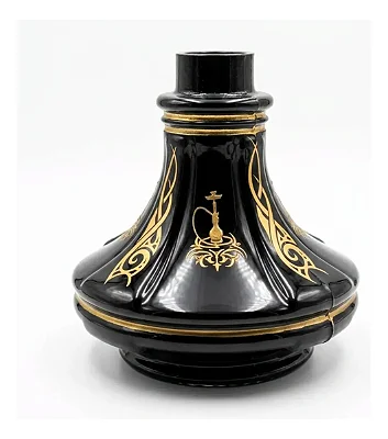 Vaso Narguile Pequeno Aladin Reforçado Preto e Dourado