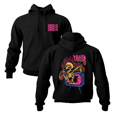 Blusa Moletom c/ Zíper - Chuva TV - TV Skull