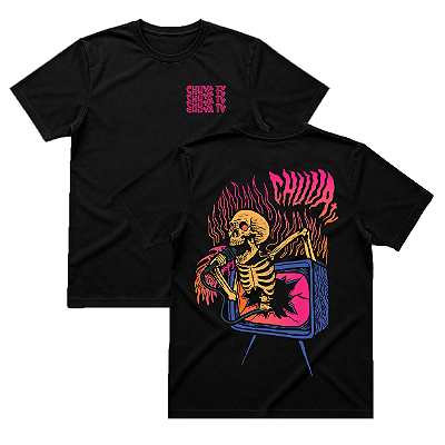 Camiseta - Chuva TV - TV Skull [Preto]
