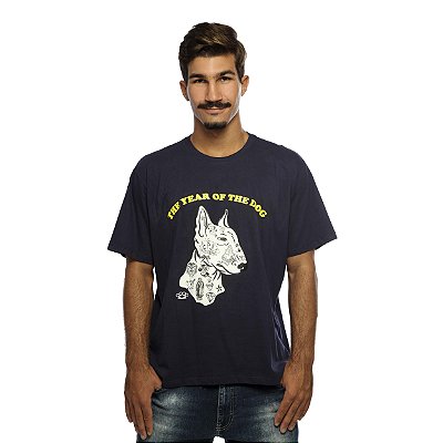 Camiseta Azul Bull Terrier Manga Curta Streetwear