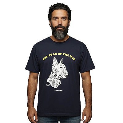 Camiseta Azul Bull Terrier Manga Curta Streetwear