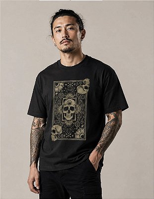 Camiseta Preta Cards of Skull