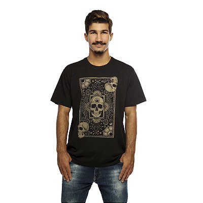 Camiseta Streetwear Preta Cards of Skull - Manga Curta