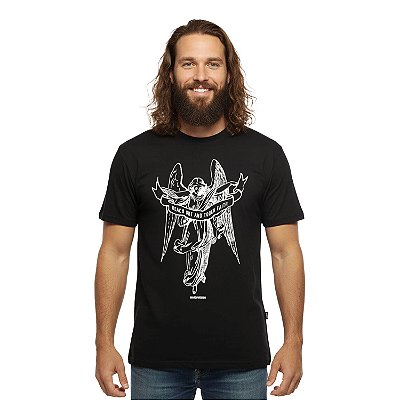 Camiseta Streetwear Preta Anjo - Manga Curta