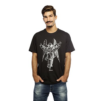 Camiseta Streetwear Preta Anjo - Manga Curta
