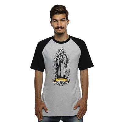 Camiseta Streetwear Cinza Guadalupe - Raglan Preta