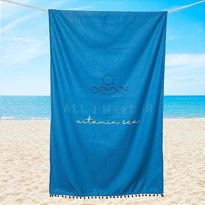 Toalha de praia piscina grande seca rapido vitamin sea azul