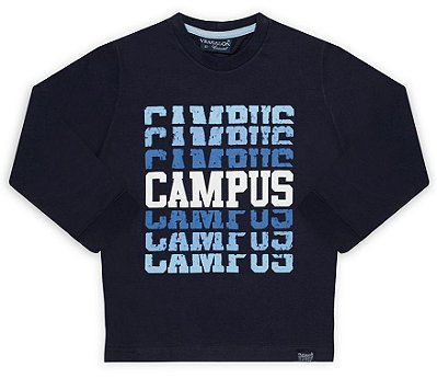 CAMISETA INFANTIL MENINO CAMPUS ALGODÃO AZUL MARINHO