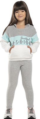 CONJUNTO INFANTIL MENINA FASHION MOLETOM CINZA