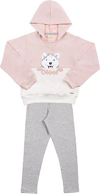 CONJUNTO INFANTIL MENINA DOG MOLETOM ROSA