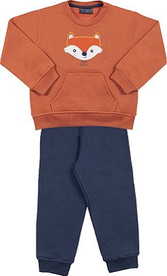 CONJUNTO INFANTIL MENINO FOXY MOLETOM LARANJA