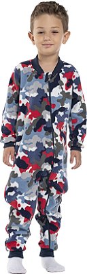 PIJAMA INFANTIL MENINO CAMUFLADO MEGA SOFT AZUL