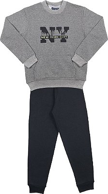 CONJUNTO INFANTIL MENINO NYC MOLETOM CINZA