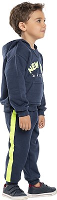 Conjunto moletom infantil menino fechado azul marinho