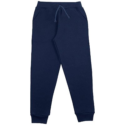 CALÇA INFANTIL MENINO BÁSICA MOLETOM AZUL MARINHO