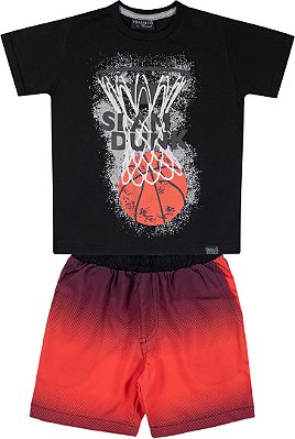 CONJUNTO INFANTIL MENINO BASQUETE ALGODÃO PRETO