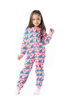 PIJAMA INFANTIL MENINA CORAÇÕES SOFT PINK