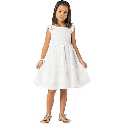 VESTIDO INFANTIL MENINA LISTRAS OFF WHITE