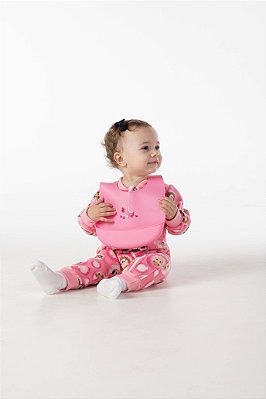 BABADOR DE SILICONE COM FECHO AJUSTÁVEL ROSA
