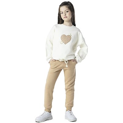 CONJUNTO INFANTIL MENINA ENCANTO NATURAL MOLETOM CRU