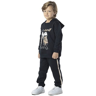 CONJUNTO INFANTIL MENINO TENIS MOLETOM PRETO