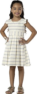 VESTIDO INFANTIL MONICA LISTRAS VISCOSE COM LUREX AZUL