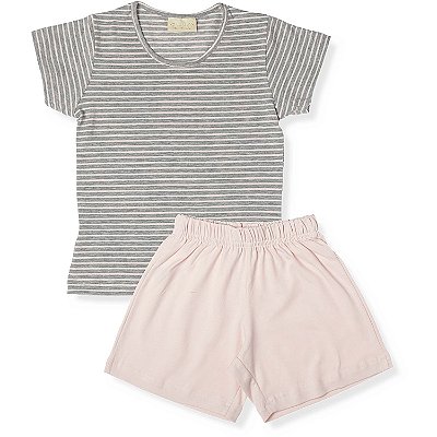 PIJAMA INFANTIL MENINA ALGODÃO LISTRADO