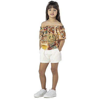 CONJUNTO INFANTIL MENINA ESTAMPA CROCHÊ