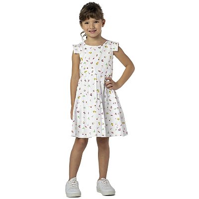 VESTIDO INFANTIL MONICA FLORZINHAS ALGODÃO