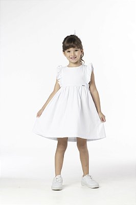 VESTIDO INFANTIL MENINA BABADO BRANCO