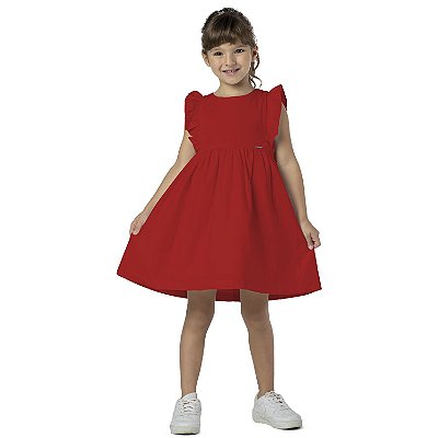 VESTIDO INFANTIL FERNANDA MENINA BABADO VERMELHO
