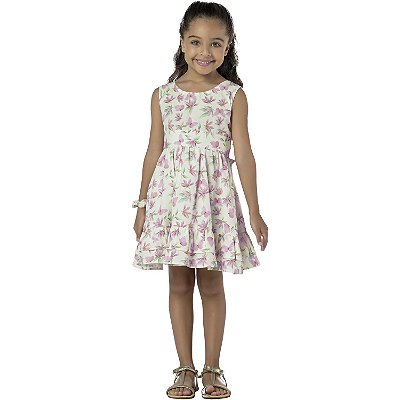 VESTIDO INFANTIL TALLY ALGODÃO FLORAL ROSA
