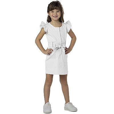 VESTIDO INFANTIL ROBERTA SARJA BRANCO