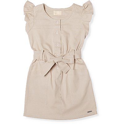 VESTIDO INFANTIL ROBERTA SARJA BEGE