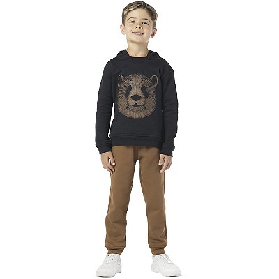 CONJUNTO INFANTIL MENINO URSO MOLETOM PRETO