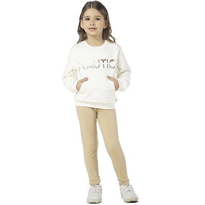 CONJUNTO INFANTIL MENINA NAUTIC MOLETOM BEGE