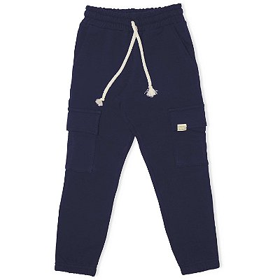 CALÇA INFANTIL MENINA BOLSO CARGO MOLECOTON MARINHO