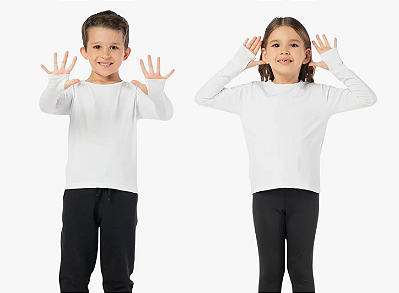 BLUSA INFANTIL TÉRMICA ENCAIXE DEDO UNISSEX BRANCA