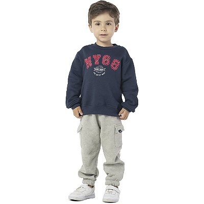 CONJUNTO INFANTIL MENINO NYC MOLETOM MARINHO