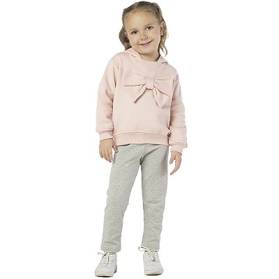 CONJUNTO INFANTIL MENINA LAÇO 3D MOLETOM ROSE