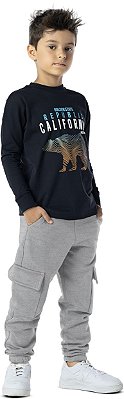 Calça infantil moletom jogger cinza