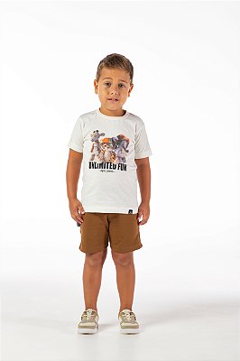 Conjunto verão infantil menino fun algodão cru